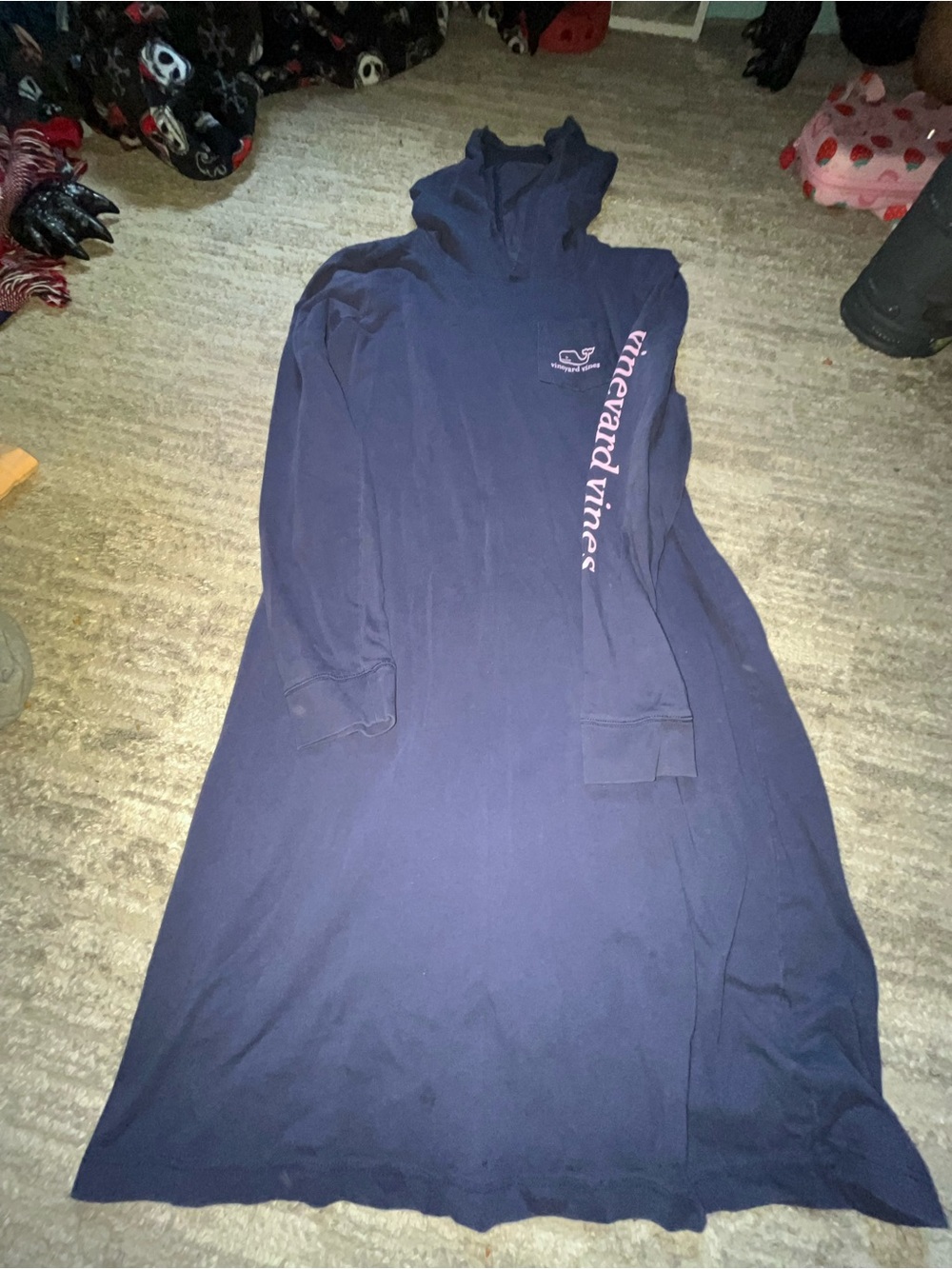 Vineyard Vines Navy Hoodie Dress with Sleeve Logo